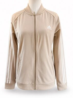 Adidas NWT Beige 3 Stripe Track Jacket Full Zip Primegreen Size Medium